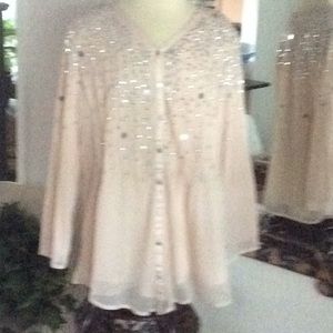 16W very pretty &glittery dusty pink top